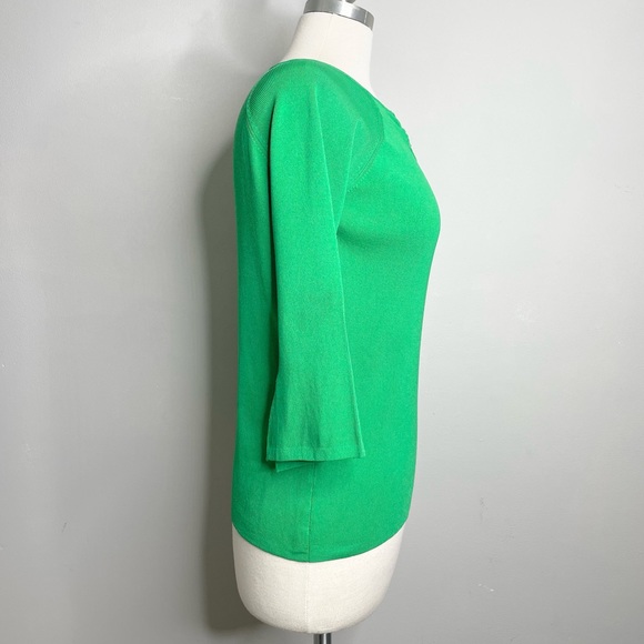 Crystal Double D-Ring Keyhole 3/4 Sleeve Ribbed Tunic Top - Picture 4 of 6